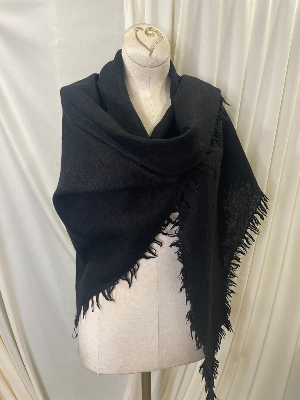 Wilfred Black Fringed Wrap Scarf